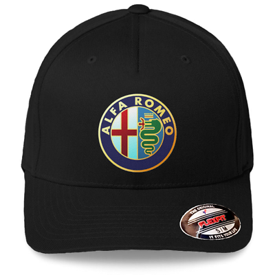 #ad Alfa Romeo Classic Logo Black Hat Flexfit Baseball Cap Printed Emblem S M L XL $22.99