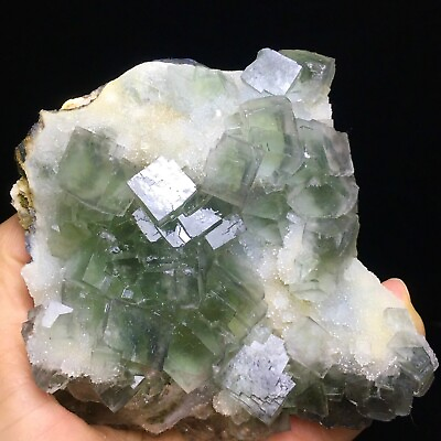 #ad 720g Natural Translucent Green Cube Fluorite Crystal Quartz Mineral Specimen $69.35