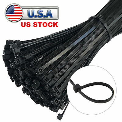 100 Heavy Duty 12quot; 300mm Cable Zip Tie Down Strap Wire Nylon Wrap Black 75 LB $9.99