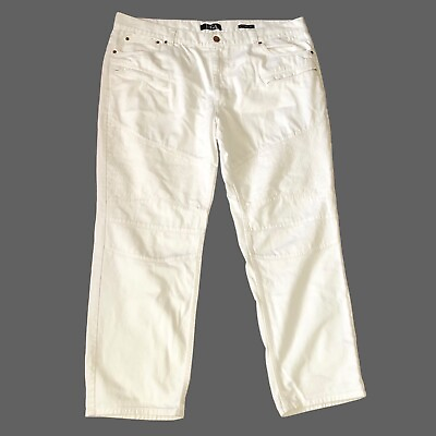 #ad Mens REFUEL Jeans Straight Fit Moto Biker Jeans White Denim Big Man Size 48x33 $24.99
