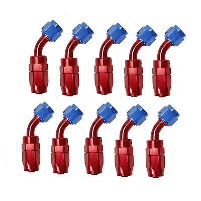 #ad 10Pcs 8AN 45° Degree Swivel Hose End Fitting Adaptor For CPE Fuel Hose Redamp;Blue $53.26