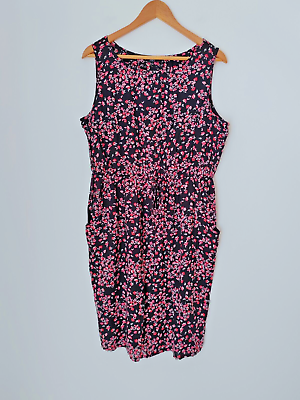 #ad ❤️ Size 16 18 Famp;F black floral viscose ruched everyday tea dress 072 GBP 7.99