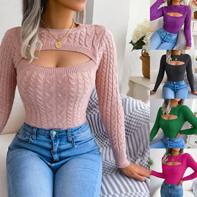 #ad Womens Knitting Sweaters Winter Pullovers Jumpers Ladies Sexy Hollow Out Sweater $22.99