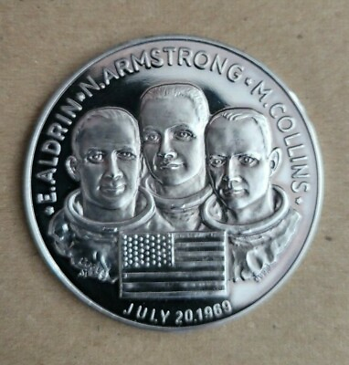 #ad Moon Landing Silver Coin 1.72 oz Pure Silver RARE $996.65