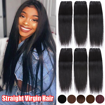 #ad Unprocessed Brazilian Human Hair 1 3 4Bundles Straight Remy Virgin Hair Weave US $27.84