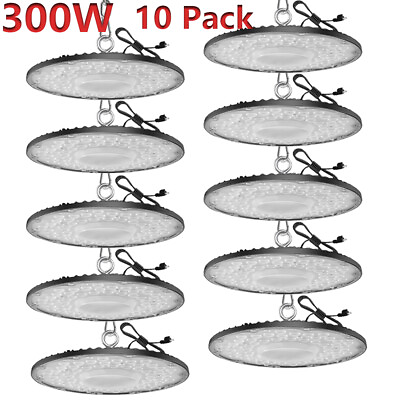 #ad 10 Pack 300W UFO Led High Bay Light Factory Warehouse Commercial Light Fixtures $266.99