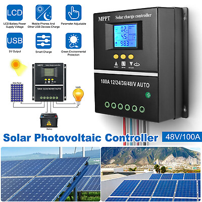 #ad 100A MPPT Solar Charge Controller 12V 24V 36V 48V PV Battery Regulator Dual USB $50.75
