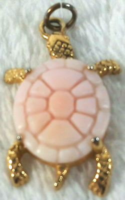 #ad Animal Turtle Pendant Goldtone Pink Tortoise Charm Beach Fashion Jewelry 1 in. $19.49