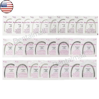 #ad US 100Pcs Dental Orthodontic Stainless Steel Arch Wire Ovoid Round Rectangular $16.99