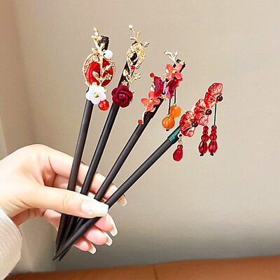 #ad Womens Flower Wooden Chopsticks Hair Hairpin Hair Stick Chinese Style Retro C $5.19
