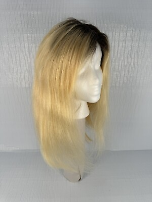 #ad 16” Inch Women’s 100% Humain Hair Wig Blonde Brown Full Zine Cap 7x9 $59.49