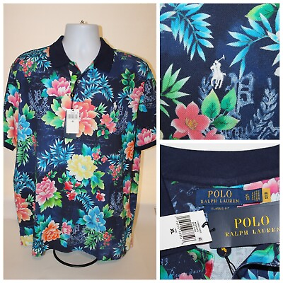 #ad NWT Polo Ralph Lauren Royl Floral Short Sleeve Polo Shirt Men#x27;s : Size XL $59.95