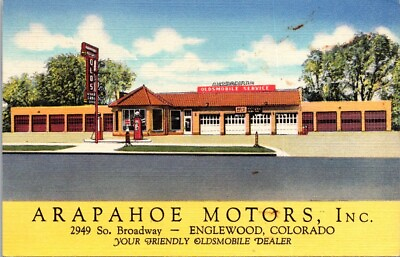 #ad Englewood CO Arapahoe Motors Inc Oldmobile Dealer Advertising Postcard Posted $18.87