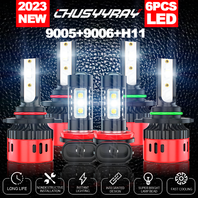#ad 6x LED Headlight Hi Low Beam Fog Bulbs Fit Volvo VNL VNM 630 670 730 780 2004 15 $55.99