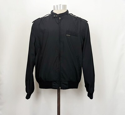 #ad Vintage 80s Jacket Black Cafe Racer Style Men#x27;s L Bonjour $20.97