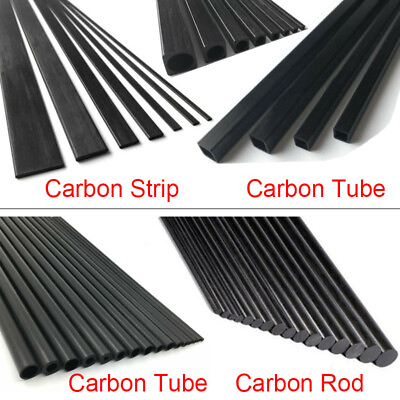 #ad 500mm Carbon Fiber Strip Solid Rod Round Square Tube Flat Bar Shaft RC Airplane $15.52
