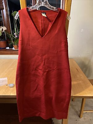 #ad Michael Kors Ladies Dress 98wool Red Side Zipper V Neck $8.00