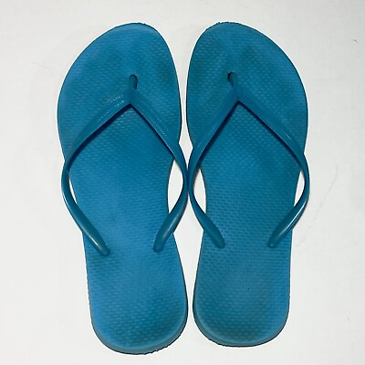 #ad Blue Casual Beach Flat Thong Flip Flops Sandals Women#x27;s Size 7 8 $7.63