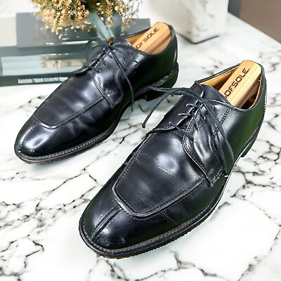 #ad Allen Edmonds Men#x27;s Hancock Black Oxford Leather Dress Shoes 8.5 D FOR REPAIR $9.99