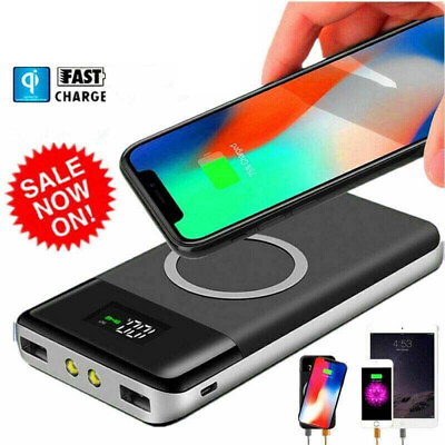 Qi Wireless Power Bank Backup Fast Portable Charger External Battery $14.99