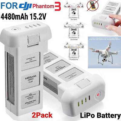 #ad 2Pcs 4480mAh 15.2V LiPo Battery For DJI Phantom 3 Pro Advanced Standard Drone US $131.99