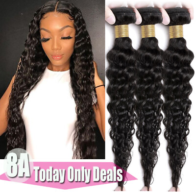 #ad Deep Curly Wave Brazilian Virgin Human Hair Extensions Weave Weft 1 4Bundles US $109.02