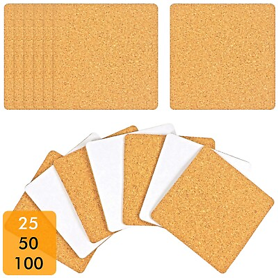 #ad #ad Self Adhesive Cork Squares 4x4 Inches Cork Backing Sheets Cork Tiles Coasters $8.99