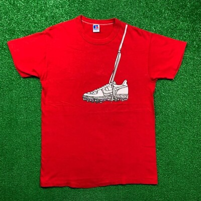 #ad Vintage Nike 80s Over The Shoulder T Shirt USA Rare Jordan Soccer Cleat Red $160.00