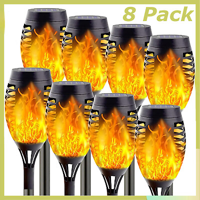 #ad 12 LED Outdoor Solar Flame Light Torch Dancing Flickering Lamp Garden 8 Pack $31.99