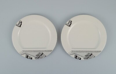 #ad Ettore Sottsass for Flavia Memphis Milano two futuristic porcelain plates. $300.00