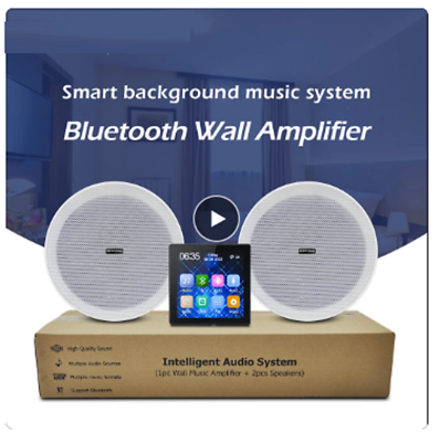 #ad Bluetooth Amplifier Frameless Ceiling Speakers Touch Screen Wall Music System $226.32