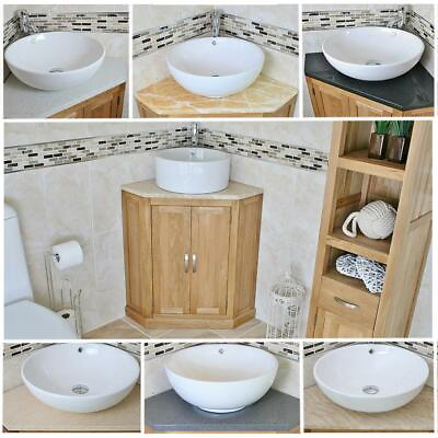 #ad Solid Oak Bathroom Corner Vanity Unit Sink Basin Cabinet Stone Worktop Inc GBP 487.86