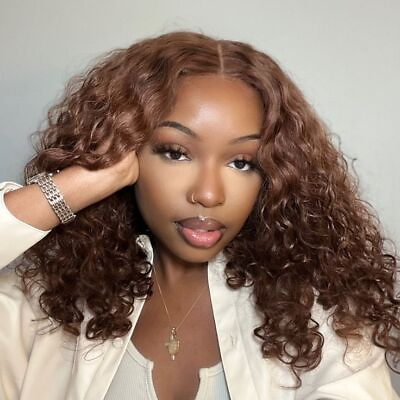 #ad Brazilian Hair Chocolate Brown Wigs Water Wave T Part Lace Front Human Hair Wigs $63.91