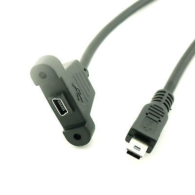 #ad Mini USB 5 Pin Male to Female with Screw Hole Panel Mount Extention Cable 30cm $2.89