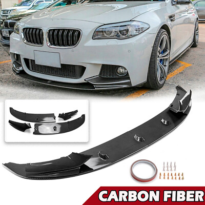 #ad For 11 16 BMW F10 5 Series M Sport Front Bumper Lip Splitter Carbon Fiber Style $85.99