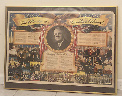 #ad Rare 1945 Thom Mc an Shoe Co. Framed Commemorative Print The Message of F.D.R. $249.99