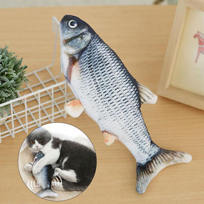 #ad Wagging Cat Electric Fish movement Catnip Plush Simulation Cat Fish Toy C $11.39