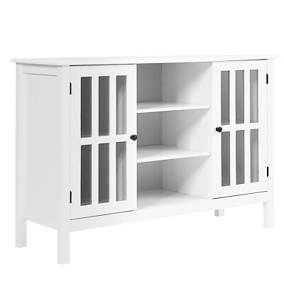 #ad Wooden TV Stand Storage Console Living Room Cabinet Holds Up To 50quot; TV White $159.99