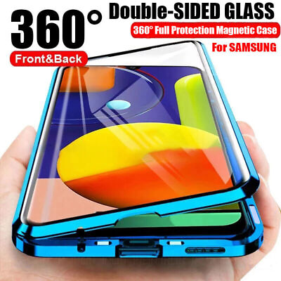 #ad For Samsung S24 S23 S22 Ultra S20 FE A54 360° Magnetic Double Glass Case Cover $12.49