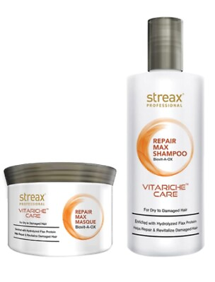 #ad Streax Professional Set of Vitariche Care Repair Max Shampoo 300ml amp; Masque 200g $28.99