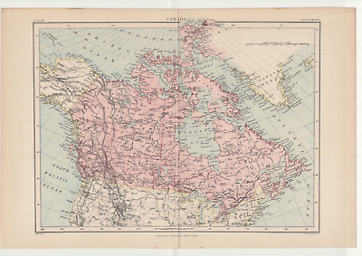 #ad c1895 Map of Canada antique vintage Britannica 9th GBP 6.00