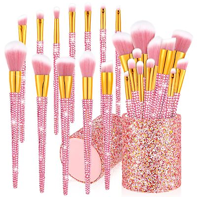 #ad 13Pieces Rhinestone Makeup Brushes Set Bling Crystal Professional Face Cosmetics $69.99