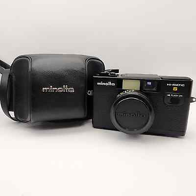 #ad MINOLTA HI MATIC S Black 35mm Film Camera CASE TESTED amp; WORKING AS IS $49.99