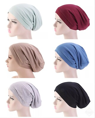 #ad Satin Silk Lined Sleep Cap Slouchy Beanie Hair Cover Chemo Hat Night Sleepwear $19.99