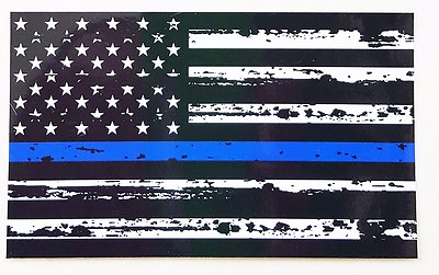 #ad TATTERED Thin Blue Line Police respect flag Vinyl Decal Sticker 3quot;x5quot; 2 pack $4.97