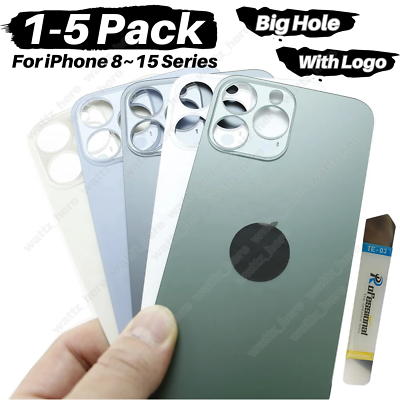 #ad Back Glass Cover Replacement Lot for iPhone 15 14 13 12 Pro Max XR XS 8 Big Hole $8.70