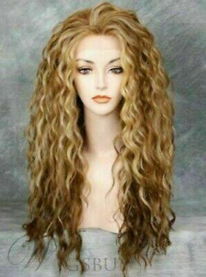 #ad 100% Real hair New Beautiful Women#x27;s Long Brown Mix Blonde Wavy Human Hair Wigs $42.17