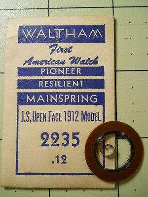 #ad WALTHAM PIONEER 2235 Watch Mainspring Model 1912 J.S. Open Face .12 Replacement $15.49