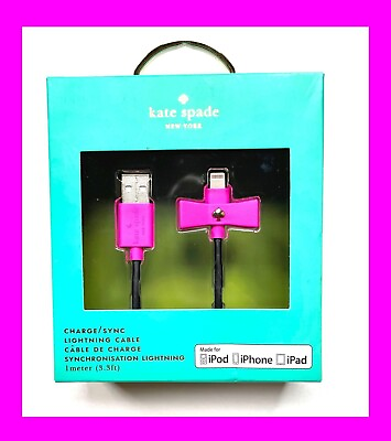 #ad #ad Kate Spade Pink Black iPhone iPad iPod Phone USB Lightning MFi Certified Cable $13.48