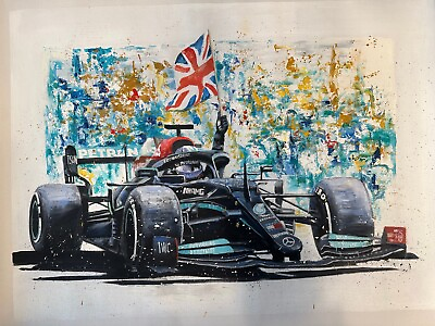 #ad Lewis Hamilton HANDMADE Oil Painting on Canvas Formula 1 Painting $250.00